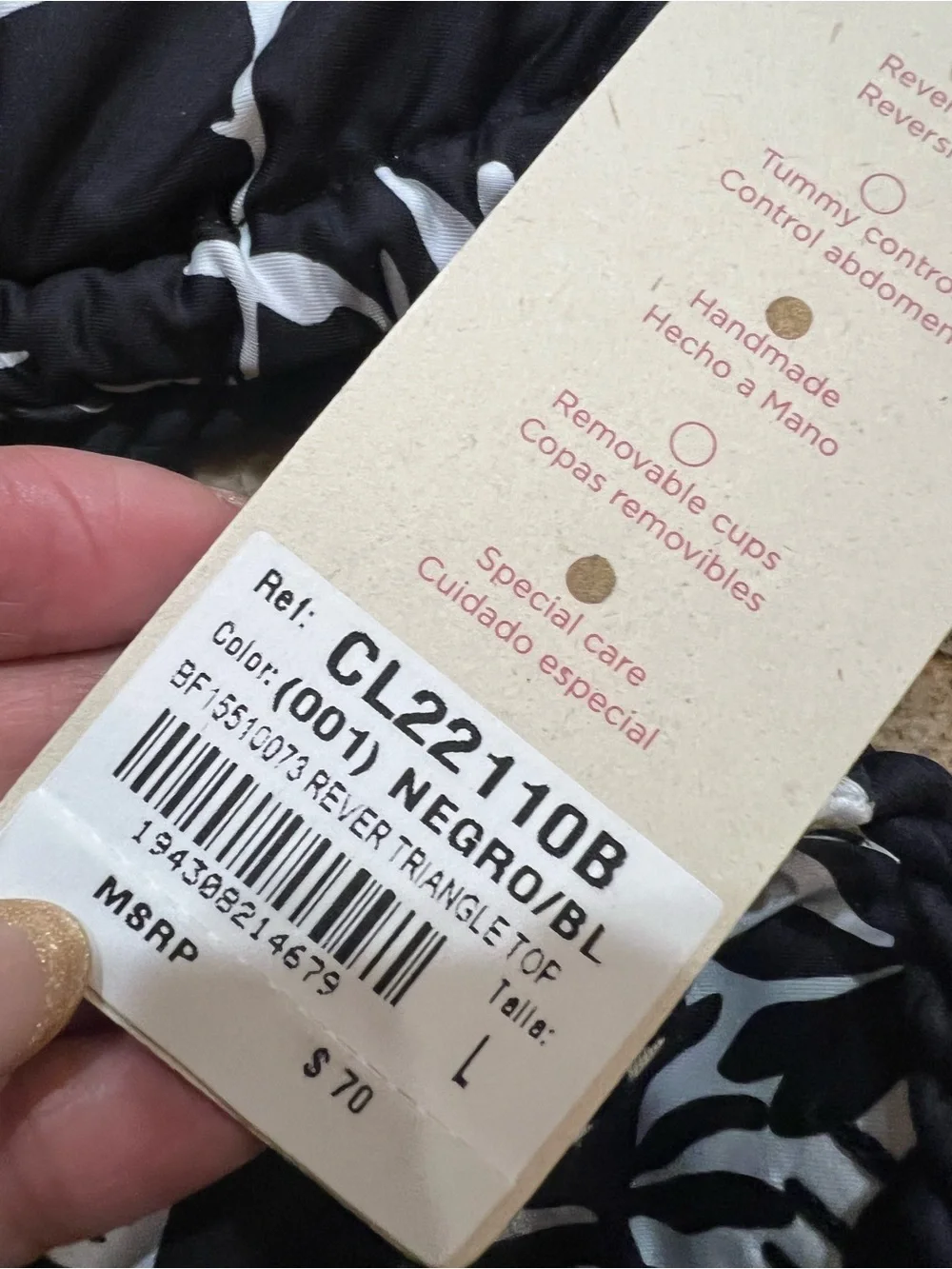 Cosita Linda Nature’s Nomads Reversible Bikini Set Black White L NWT